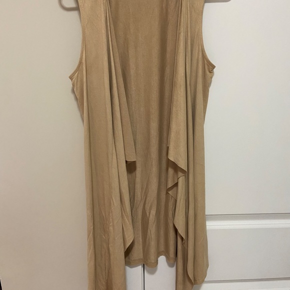Cream/Beige Suede Midi Cardigan (Size Small) - Picture 2 of 2